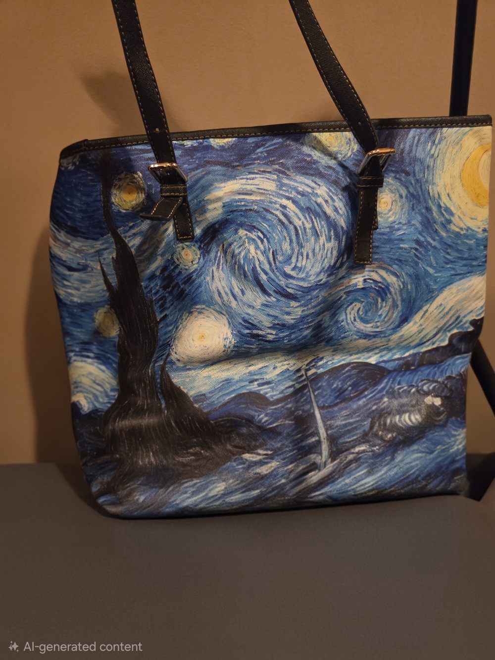 Starry Night Art Tote Bag in Blue